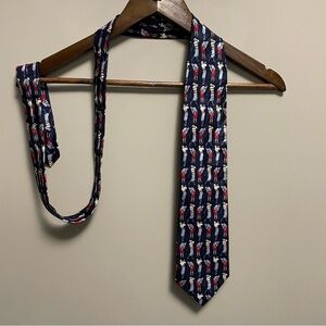 Vintage Navy Blue Golf Tie 100% Silk